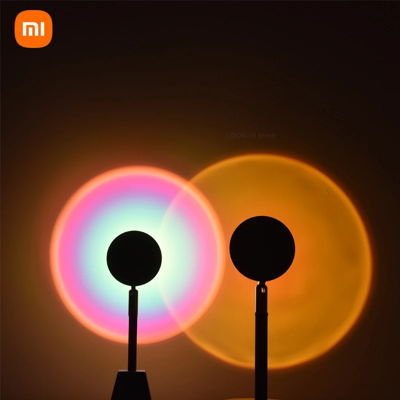 Новая лампа Xiaomi С закатом проектор радужная атмосфера светодиодный ночник для