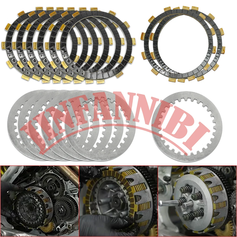 Комплект фрикционных стальных дисков сцепления и прокладка крышки для Yamaha Raptor 660R