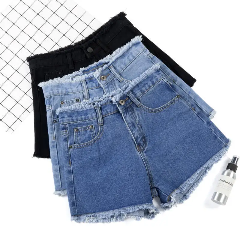 Loose Wide Leg Shorts Blue Denim Shorts Women Korean Outwear Street Fashion Summer High Waist Slim Jeans Short A-line Hot Pants