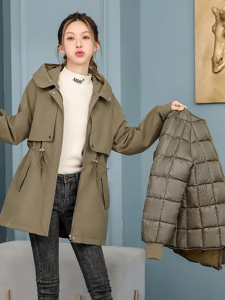 MEILLY DOLPHIN -30 Degrees Removable Liner Cotton Padded Winter Big Fur Jacket Women Loose Warm Hooded Parkas Coat Down Jacket