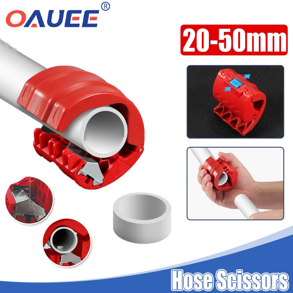 

Oauee Portable Plastic Plumbing Pipe Cutter Hose Scissors Gardening Hand Tools 20-50mm PVC/PU/PP/PE Cable Tube Cutters Wire Tool