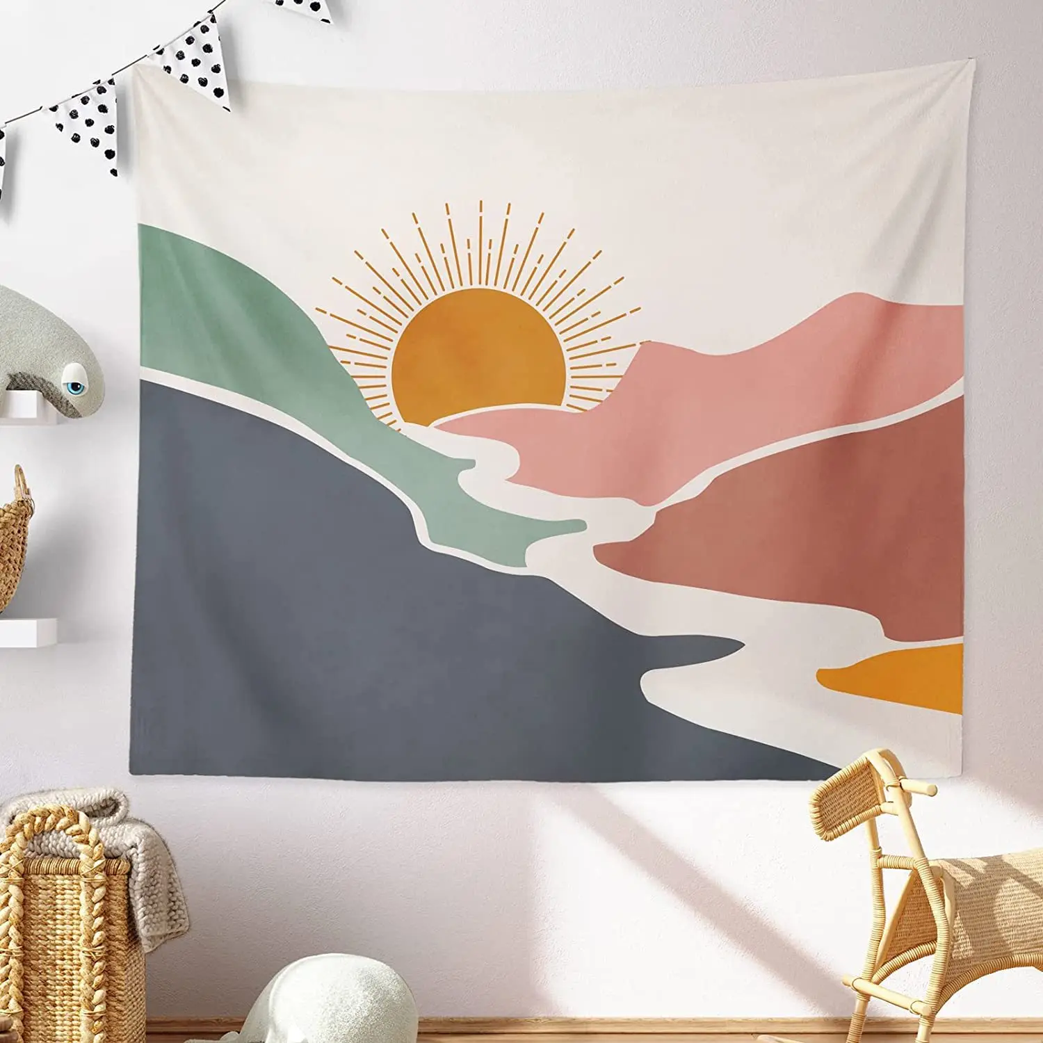 

Настенный гобелен с пейзажем, гор, солнце, украшение для комнаты, эстетичный настенный ковер, коврик для пикника, тонкое пляжное одеяло, занавеска, скатерть