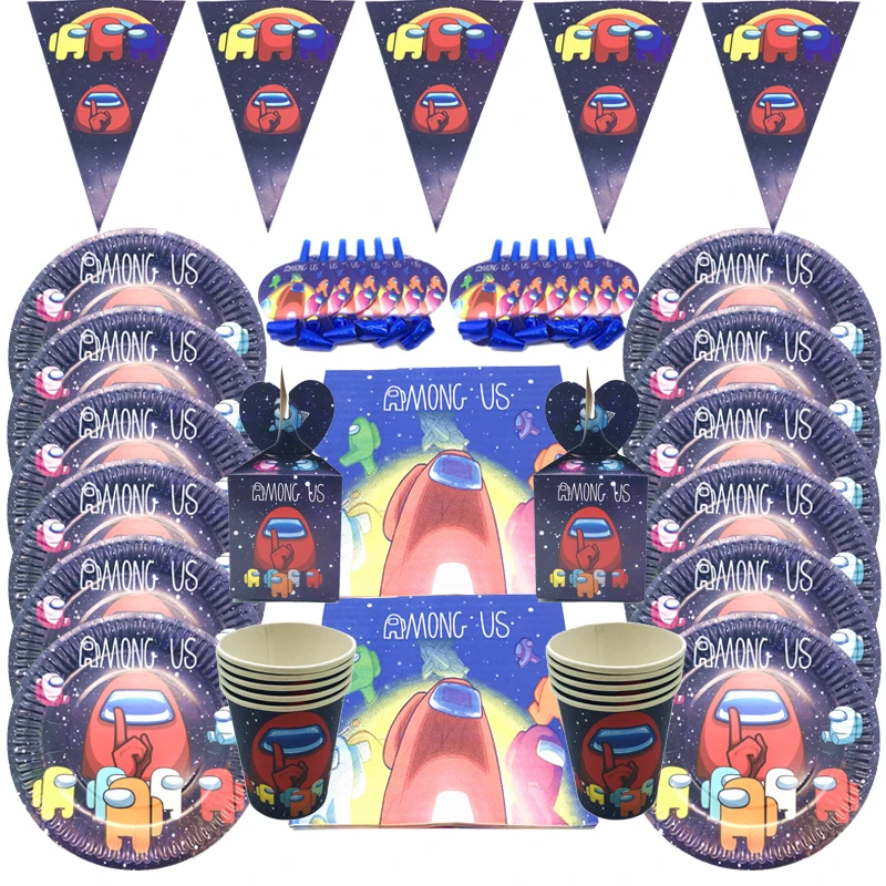 

20-81 Pcs Cartoon Among Game Us Theme Kids Boy Birthday Decoration Party Baby Shower Event Supplies Favor Items For Kids