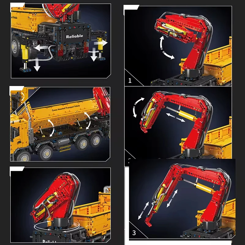 Фото MOLD KING 17050 MOC Технический Actros Самозагрузочный кран Модель Строительный блок Кирпичи Головоломка Сборная игрушка Рождественский подарок для детей №5