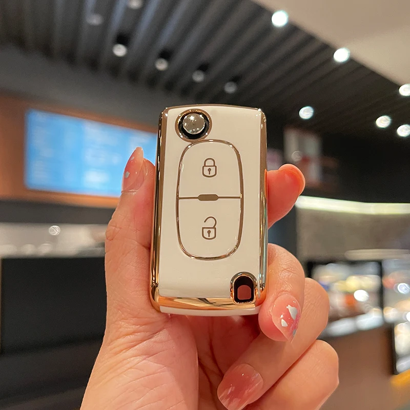 

Чехол для автомобильного флип-ключа из ТПУ для Peugeot 107 207 307 308 407 607 3008 для Citroen Xsara Picasso C5 C6 C8 2 Корпус для ключей на кнопке