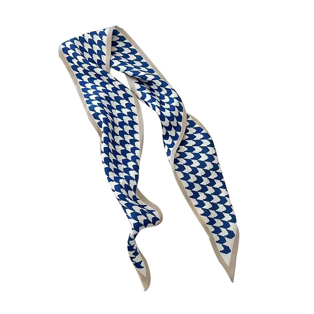 Синий маленький шелковый шарф модный цветочный женский декоративный аксессуары