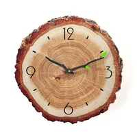 New fashion 12 inch Nordic creative ring wall clock silent quartz clock wood grain clock