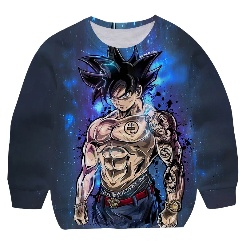 

Свитшот с длинным рукавом и круглым воротником в стиле аниме, Повседневная модная толстовка для мальчиков и девочек с рисунком дракона-жемч...