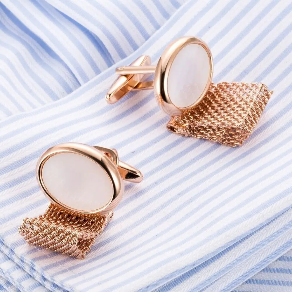 

1Pair Copper Cufflinks New Shell Galvanized Rose Gold Rose Gold Chain Cufflinks Buttons Shirts