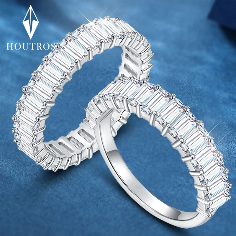 

2*4mm Emerald Cut Mossanite Rings Rectangle D VVS1 Row Diamond Rings For Women 925 Sterling Sliver Plated 18k Fine Jewelry GRA