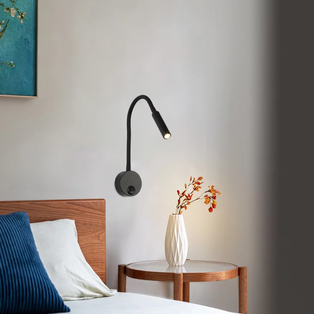 

Hartisan Book Reading Lamp Bedside Study LED Flexible Wall Night Lights Sconces Mounted Switch 3W Hose Rotatable Lighting