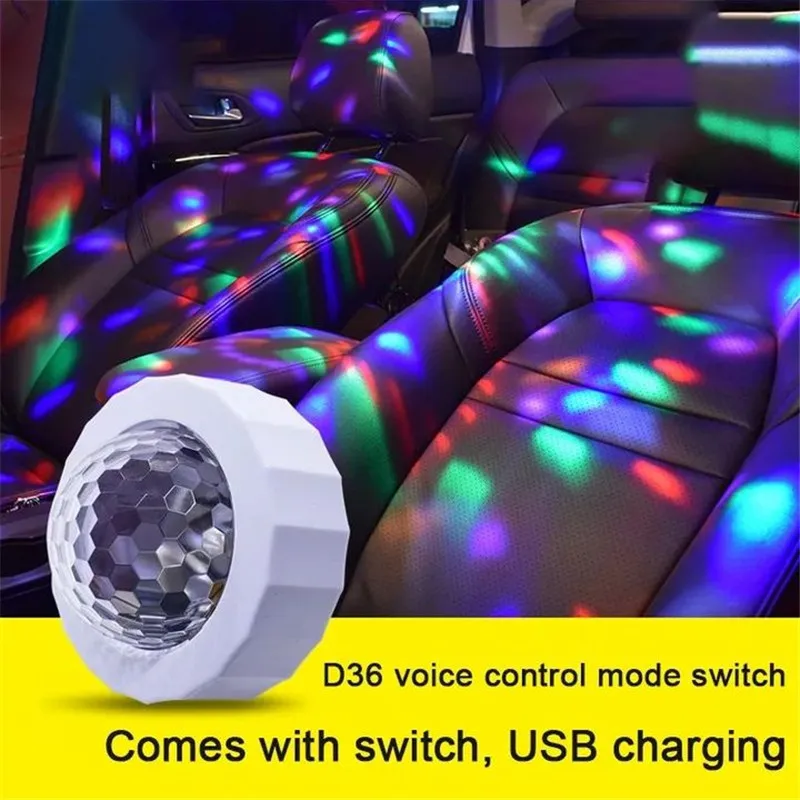 

Wireless Car Interior Atmosphere Light USB Charging Voice Controlled LED Stage Decor Disco Magic Ball Christmas Music Rhythm