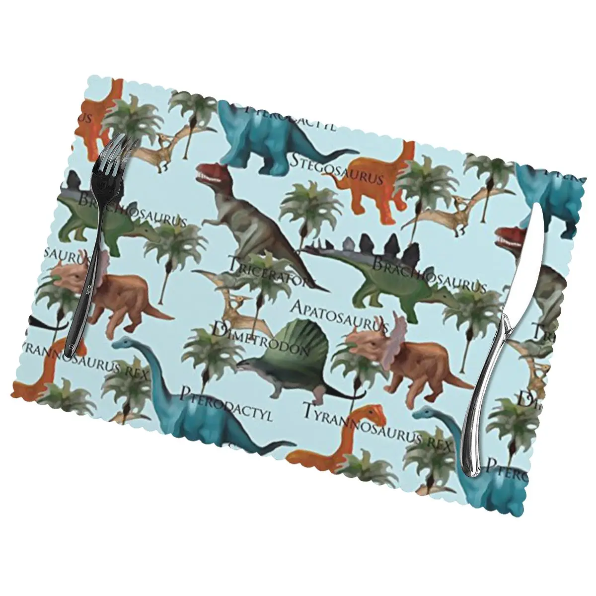 

Dinosaurs Non-Slip Insulation Place Mats for Kitchen Dining Table Washable Placemats Bowl Coaster Cup Mat Set of 6