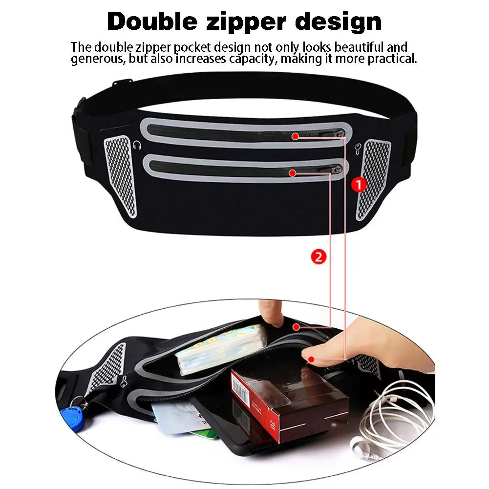 Running Bag Women Waist bag Belt bag Men Sports Fanny Pack Mobile Phone Bag Gym Night Running Cell Phone Jogging Run Cycling Bag