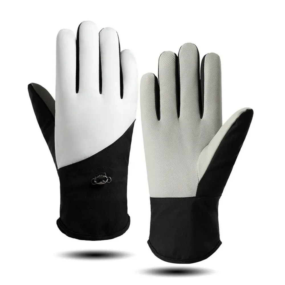 Теплые утепленные зимние лыжные перчатки с пятью пальцами плюшевые для