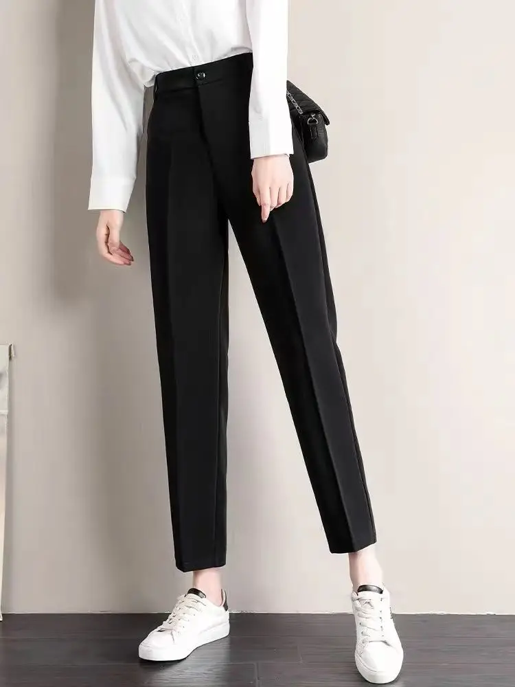 

Spring and Autumn Harem Ankle-length Suit Pants Women's Straight Loose Loose Casual Trousers Nine-point Cigarette Pants T828