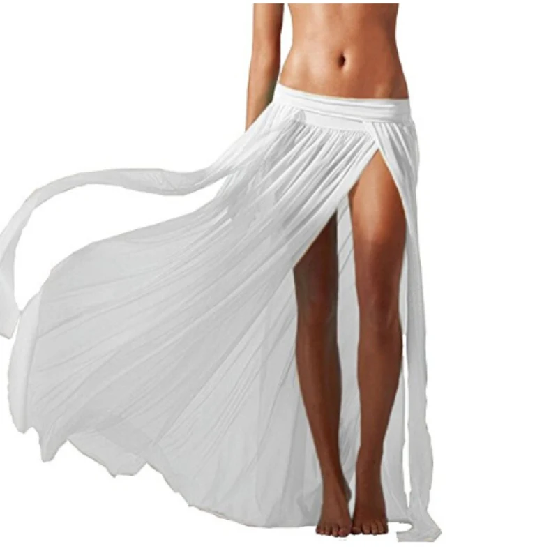 

Beach Wedding Dress Boho Bride Gown Sexy High Side Slit Halter Lace Top Chiffon Skirt Long Bridal Beach Female Dresses Summer