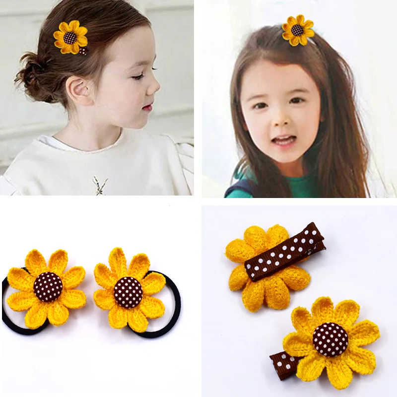 

1PCS Children's Flowers Sunflower Cute Braided Hair Rope Hairpin Girl Princess Baby Hair Rubber Band Head Jewelry