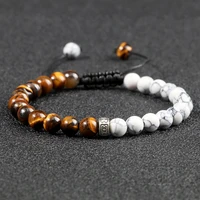 charm natural tiger eye black lava stone beaded bracelet handmade adjustable bracelets for men women yoga jewelry pulsera 6mm