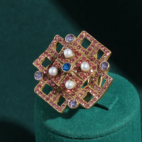 LOVE GREEN LIVE GREEN Розовые квадратные кольца из меди