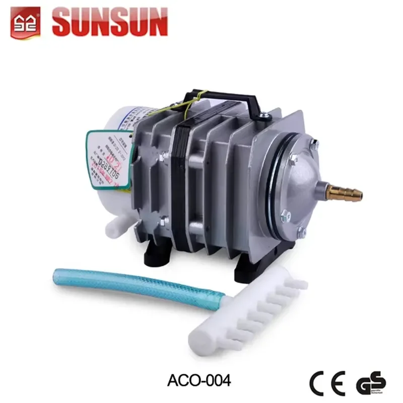 Фото Бесшумный портативный воздушный компрессор SUNSUN ACO-008 безмасляный для аквакультуры и рыбоводства №4