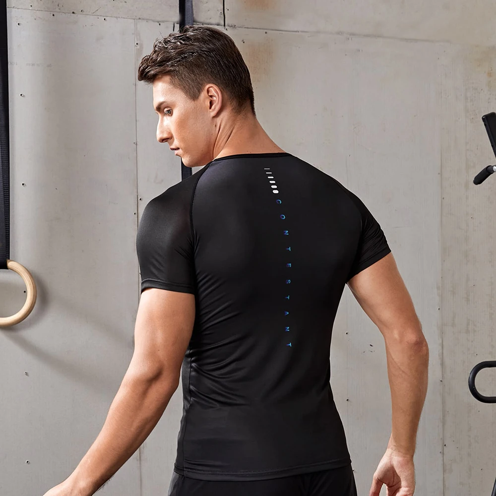 Мужская футболка для бега впитывающая пот компрессионная эластичная