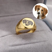 custom photo pet cat dog rings for women men gold color stainless steel customized ring personalized jewelry anillos