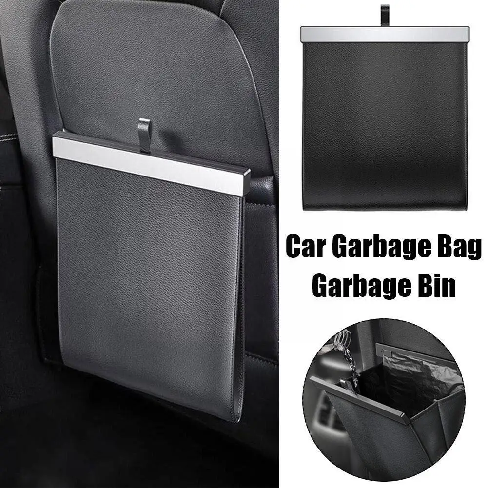 

Car Garbage Bag Waterproof Magnetic Adsorption Trash Auto Leak-proof Storage Can Back Hanging Accessories Seat Pocket Leath A7M4
