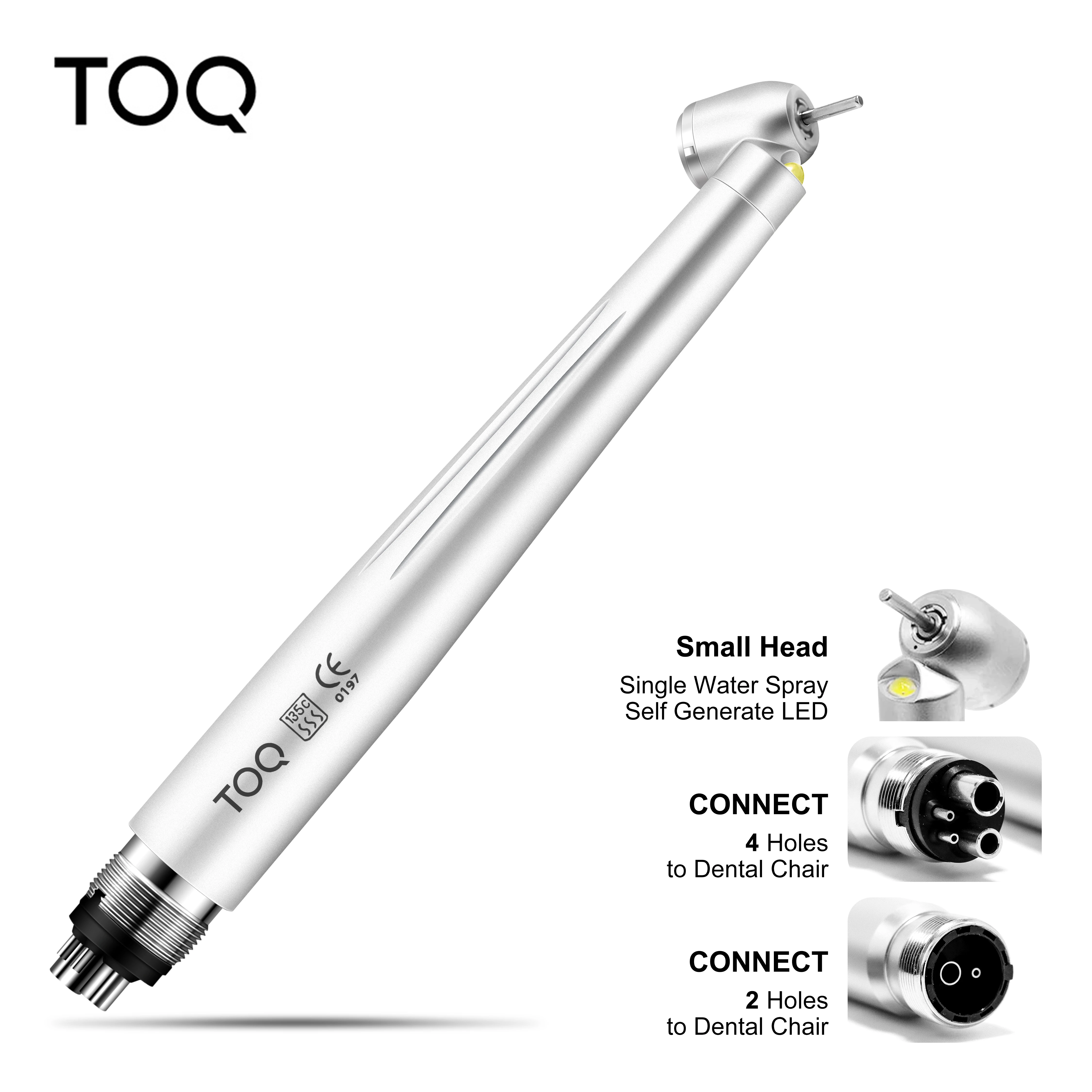 Dental 45 Degree LED High Speed Handpiece E-generator Integrated Small Head Push Button Handpiece Single Water Spray
