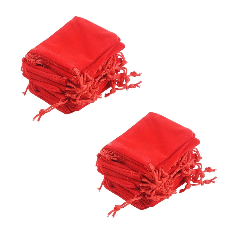 

100 X Velvet Jewelry Gift Bag Velvet Red