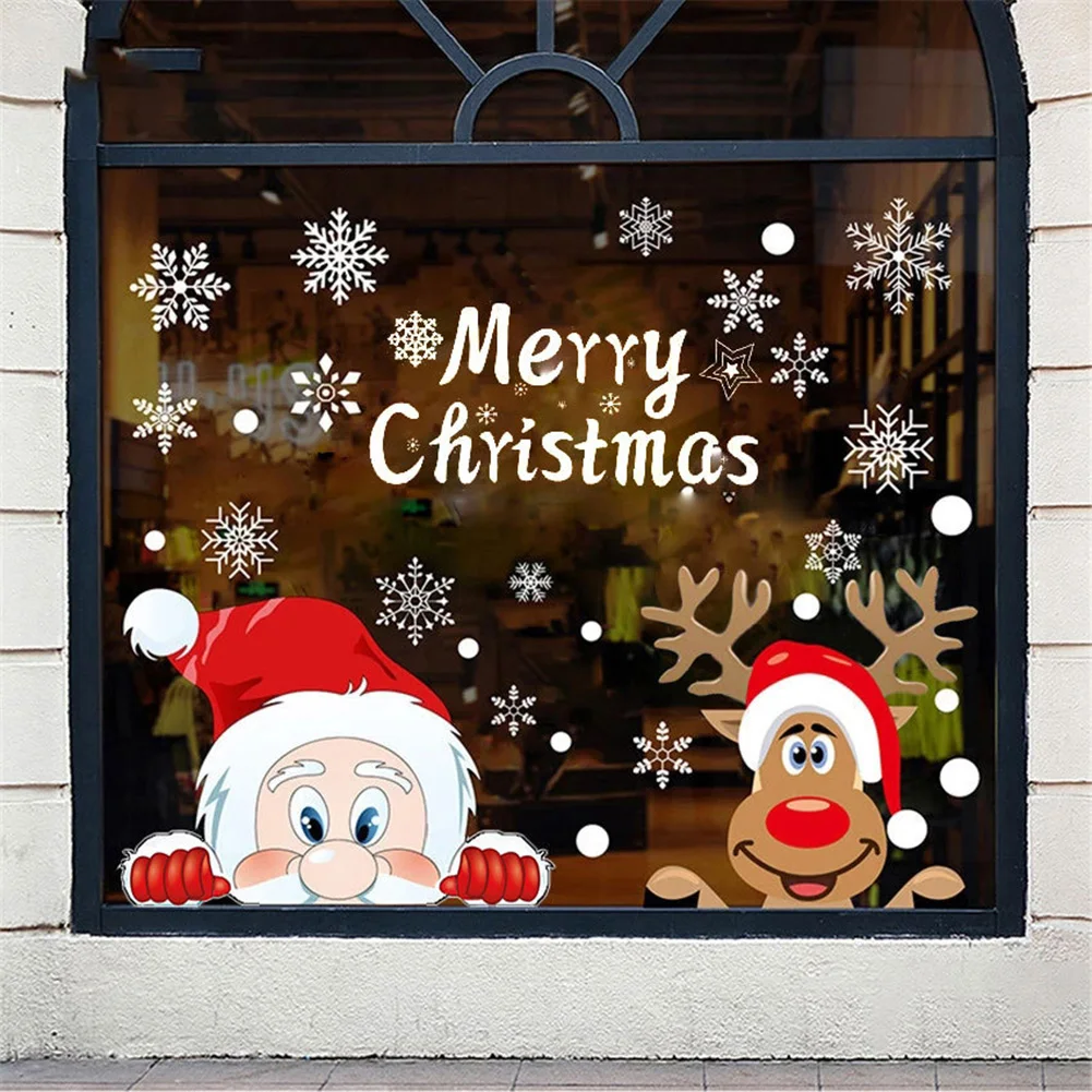 

Christmas Window Decal Santa Claus Snowflake Sticker Winter Wall Decals For Kids Rooms New Year Christmas Window Decoration 2022