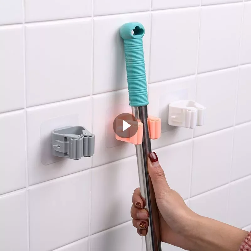

Wall Mounted Mop Organizer Holder Brush Broom Hanger Home Storage Rack Bathroom Suction Hanging Hooks Household Storage Tool