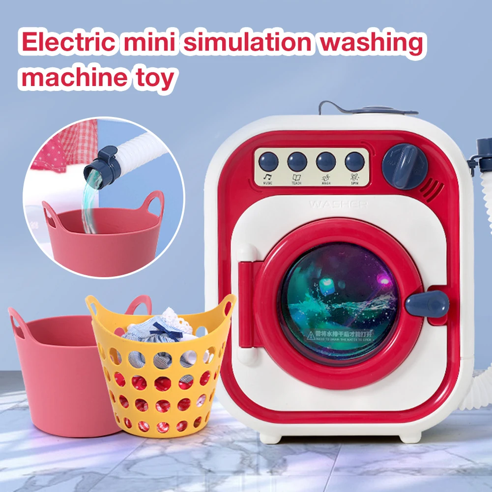 

Children's Washing Machine Toy Set Electric Mini Drum Can Rotate Kinetic Energy With Water Girl Play House Gift 3 Years Old