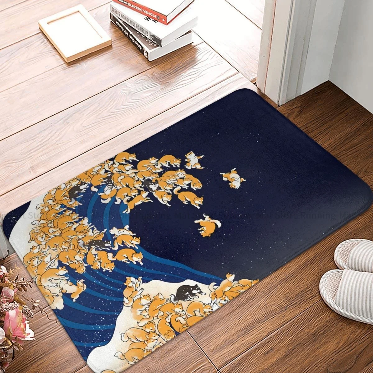 

Bathroom Mat Shiba Inu The Great Wave In Night Doormat Kitchen Carpet Entrance Door Rug Home Decor