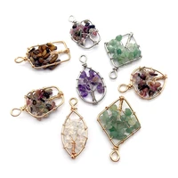 natural stone amethyst pendants heart hand woven metal frame accessories diy making necklace earring tree of life jewelry charms