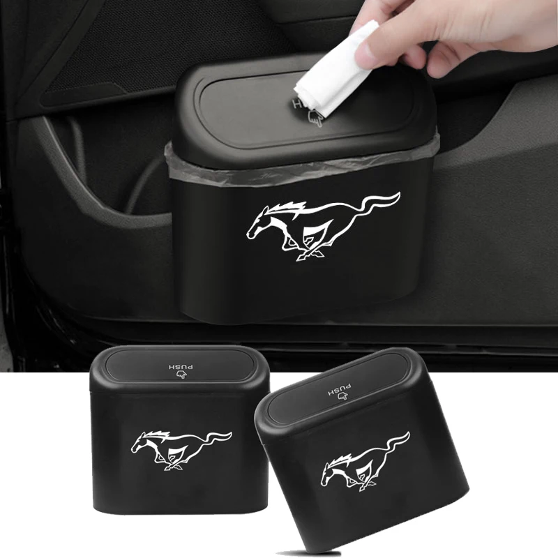 

Car Trash Can Storage Bin Dust Case Box Car interior Accessories For Ford Mustang Universal Big Size Mustang Shelby GT Car Goods