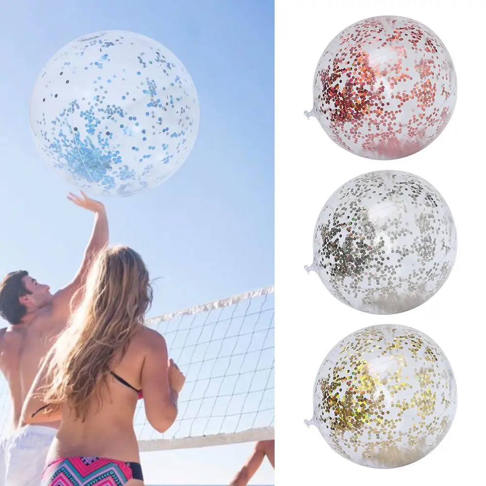 

40cm for Kids Adult Sport Outdoor Sequin Pump Glitter Inflatable Beach Ball Water Balls Party Supplies Swimming Pool Toy