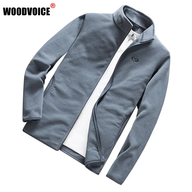 

2023 New Autumn Men's Polar Fleece Jacket Classic Stand Collar Solid Color Men Outwear Clothing Casual Jackets Male Warm Coats