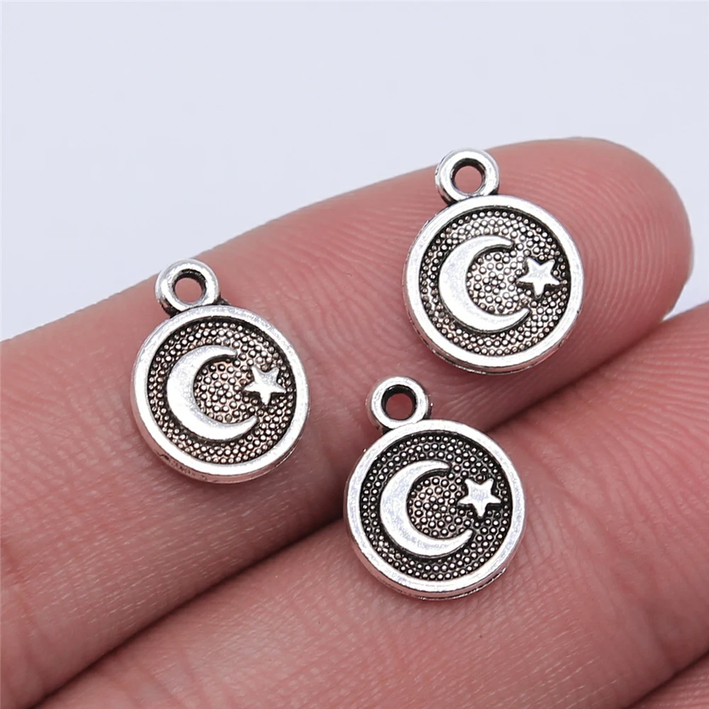 

400pcs 10x12mm Antique Silver Color Moon Stars Charms For Jewelry Making DIY Jewelry Findings