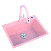 pink quartz sink kitchen vegetable basin large single sink granite dishpan household undercounter embedded pool