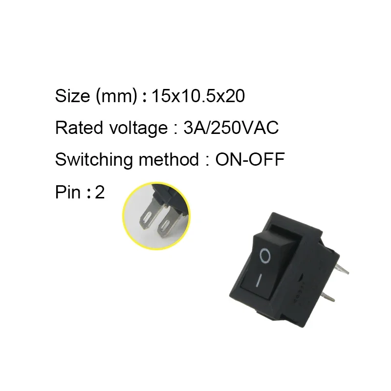 10 шт./лот KCD11 2-контактный мини-кнопочный переключатель 10x15 мм SPST 3A 250 В переменного
