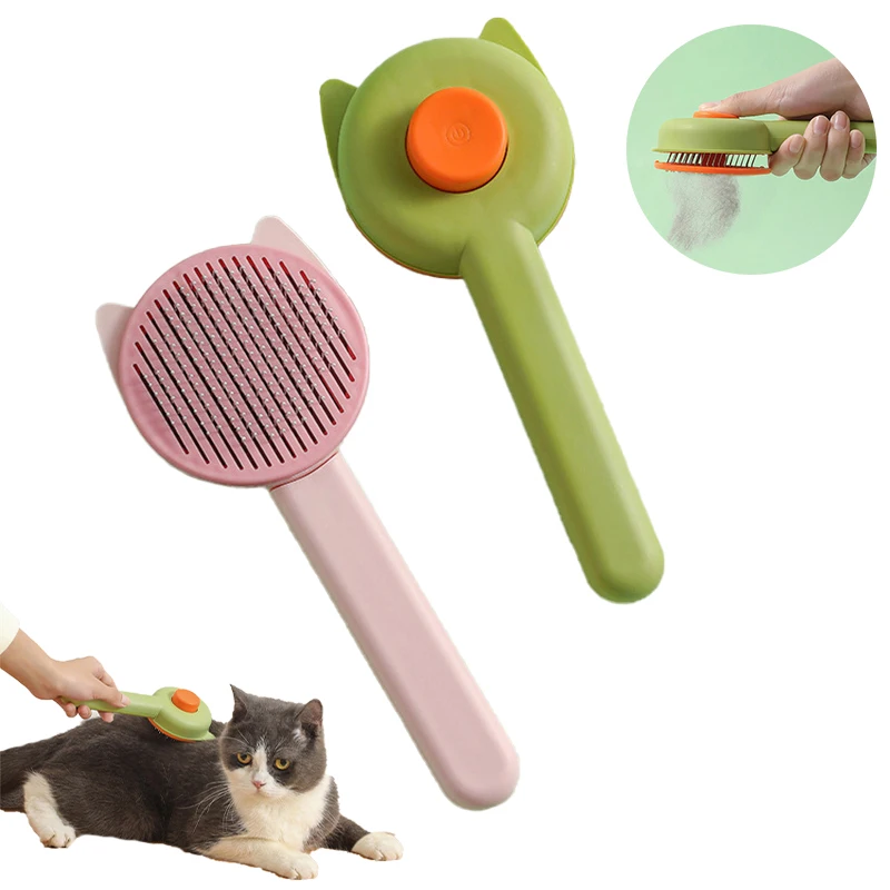 

Pet Grooming Brush Dogs Cats Hair Removal Comb Self-Cleaning Slicker Brush for Puppy Kitty Comb Pet Massages Supplies Dropship