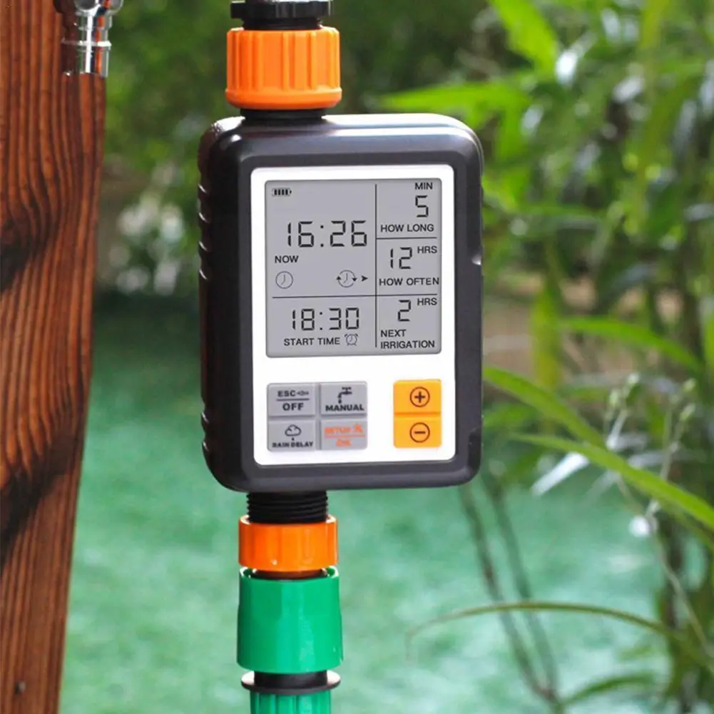 

Garden Watering Timer Garden Irrigation Contronller Screen Operated Battery Large Waterproof Timer Irrigation Display Autom E3v4