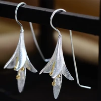 fashion flower long drop earrings for women wedding vintage silver color tassel earrings for girl friend best gift jewelry