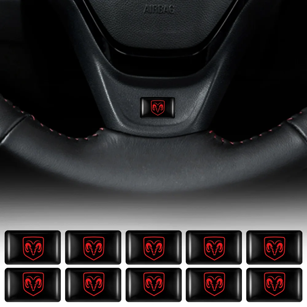 

10pcs Car Window Lift Button Stickers Steering Wheel Badge Interior Decoration For Dodge Challenger Charger SRT RAM SXT 1500