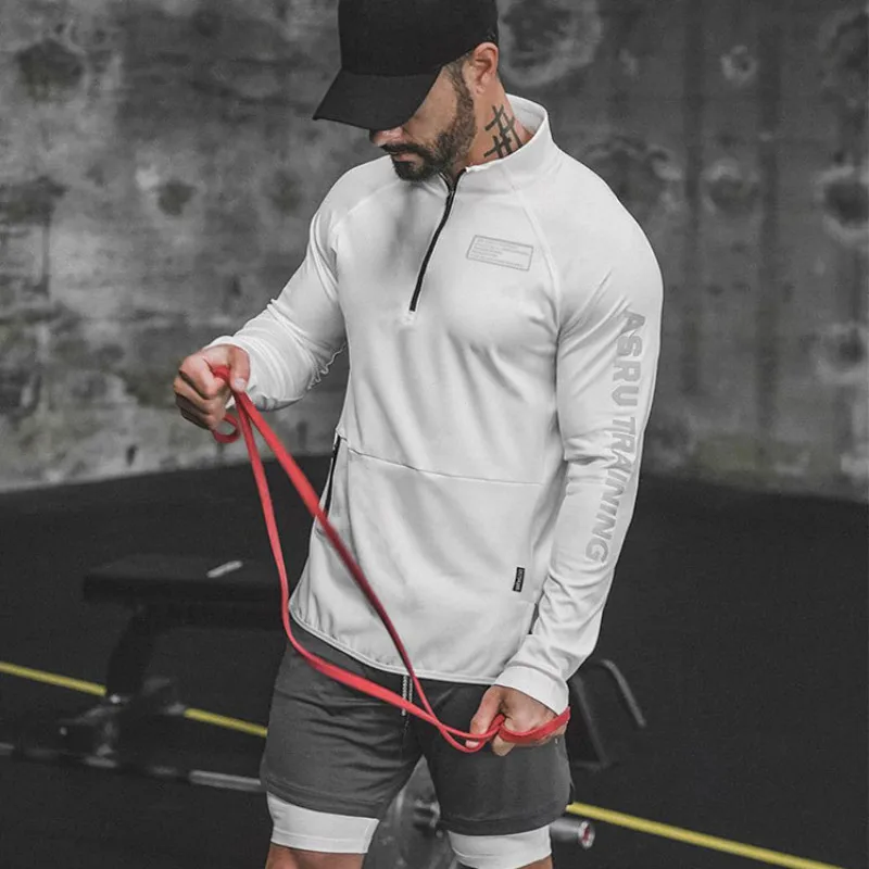 Men's Gym Fitness Sport T Shirt Bodybuilding Workout Long Sleeve Sweatshirt Jogging Sportswear Men Running Training Clothing
