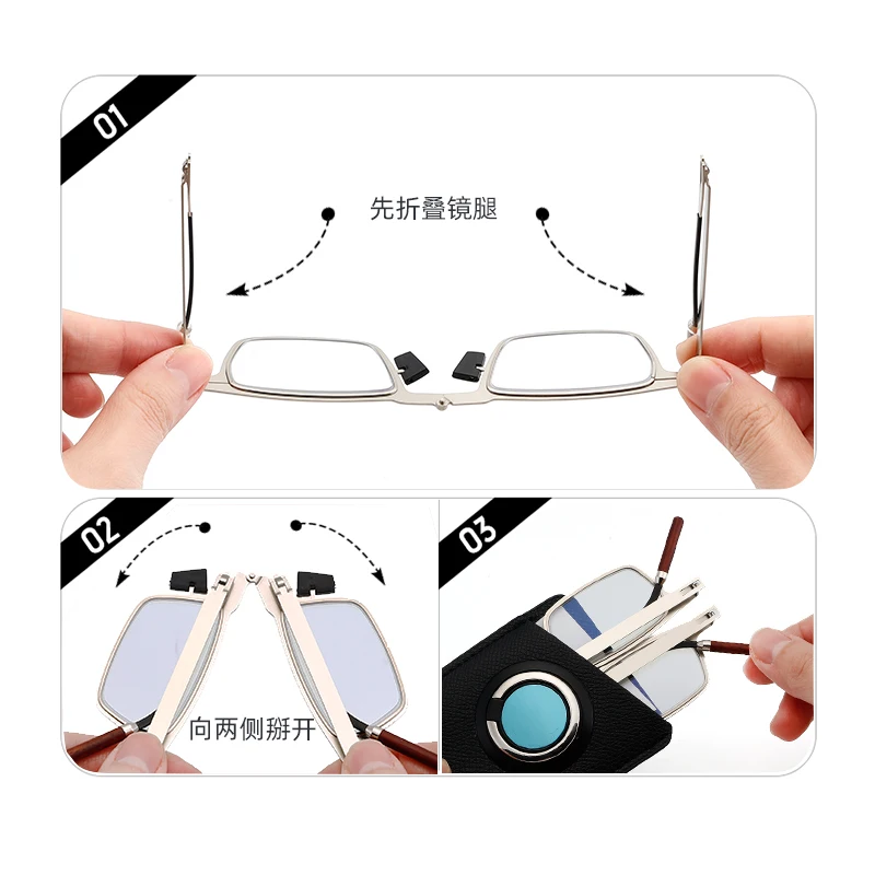Мужские ультратонкие складные очки для чтения с держателем телефона от + 1 0 до 4 -