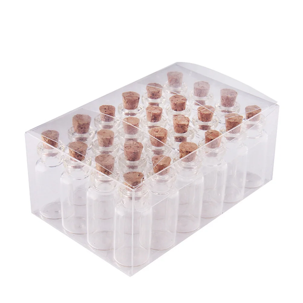 

24 Pcs Clear Bottles Small Glass Drift Craft Ornament Wishing Cork Wood Transparent DIY