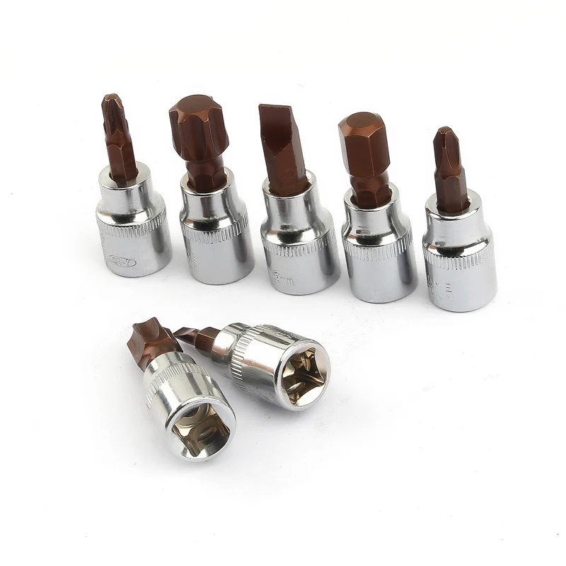 

1pcs Hex Cross Torx Flat Socket Screwdriver Bit 3/8 Inch Drive Phillips Slotted CRV Socket Head Tools Wrench Adapter Hand Tools
