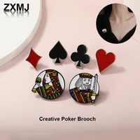 zxmj new poker brooch fashion spades square love brooch brooch creative personality collar pin trend hat clothes pins jewelry